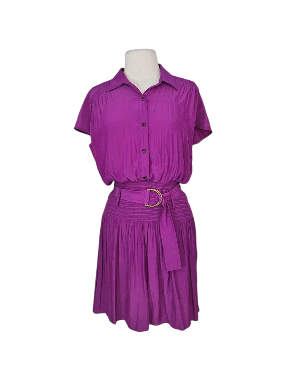 Ramy Brook Fuschia Belted Smocked Mini Dress